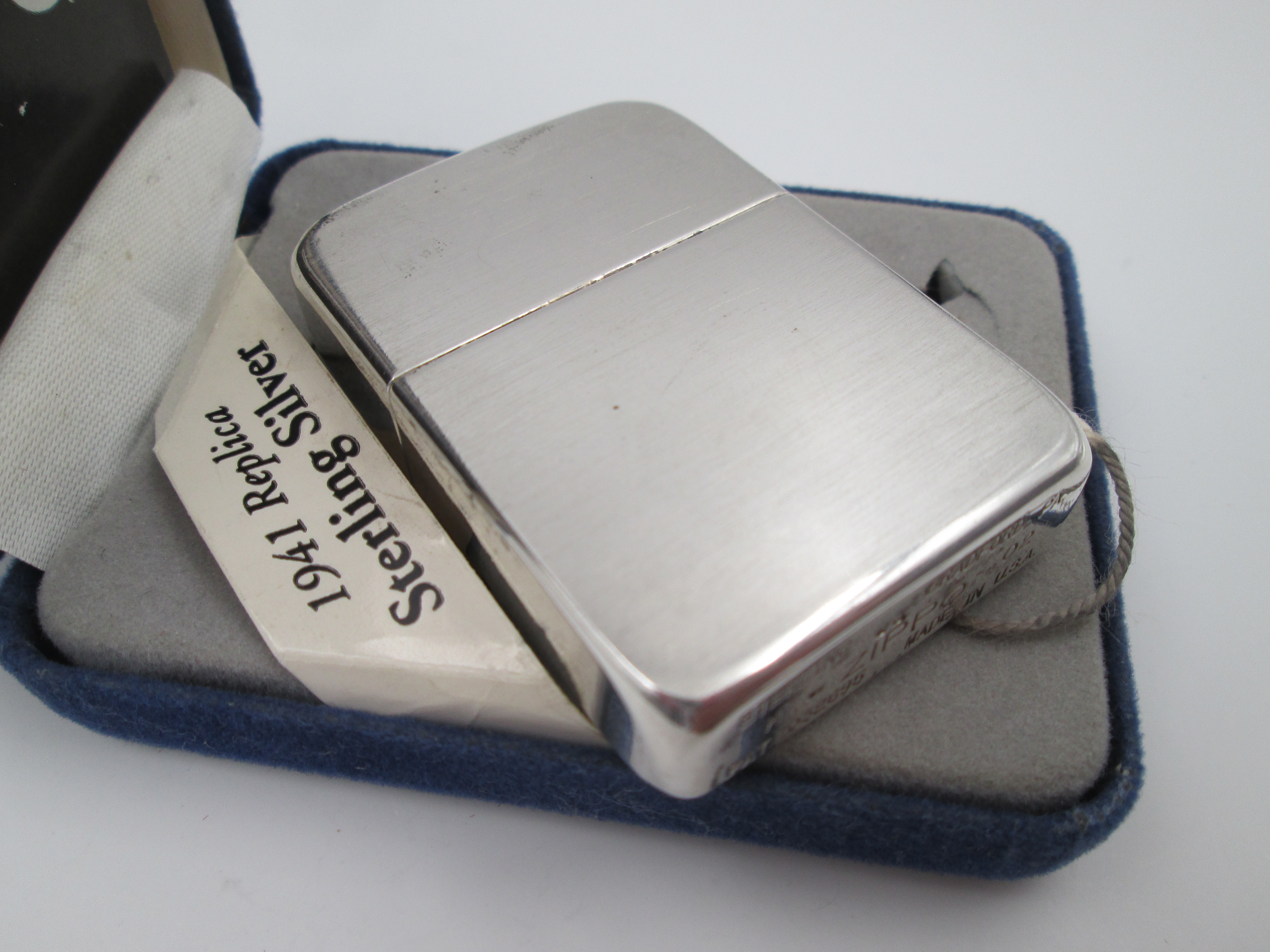 Sterling Silver Zippo Petrol Lighter 1941 Replica Model | El